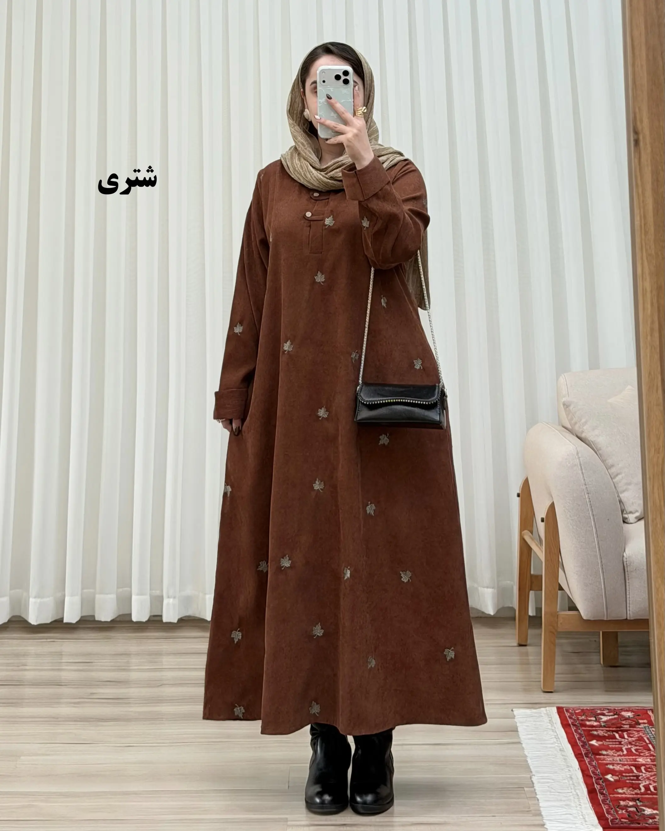 کفتان زنانه تمام گلدوزی مدل برگ